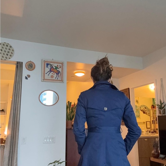 H&M Dark Blue Trench Coat - Picture 3 of 3